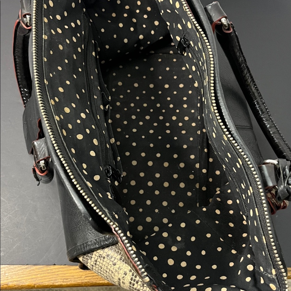 Brighton Black and Tan Leather Satchel - Picture 7 of 11